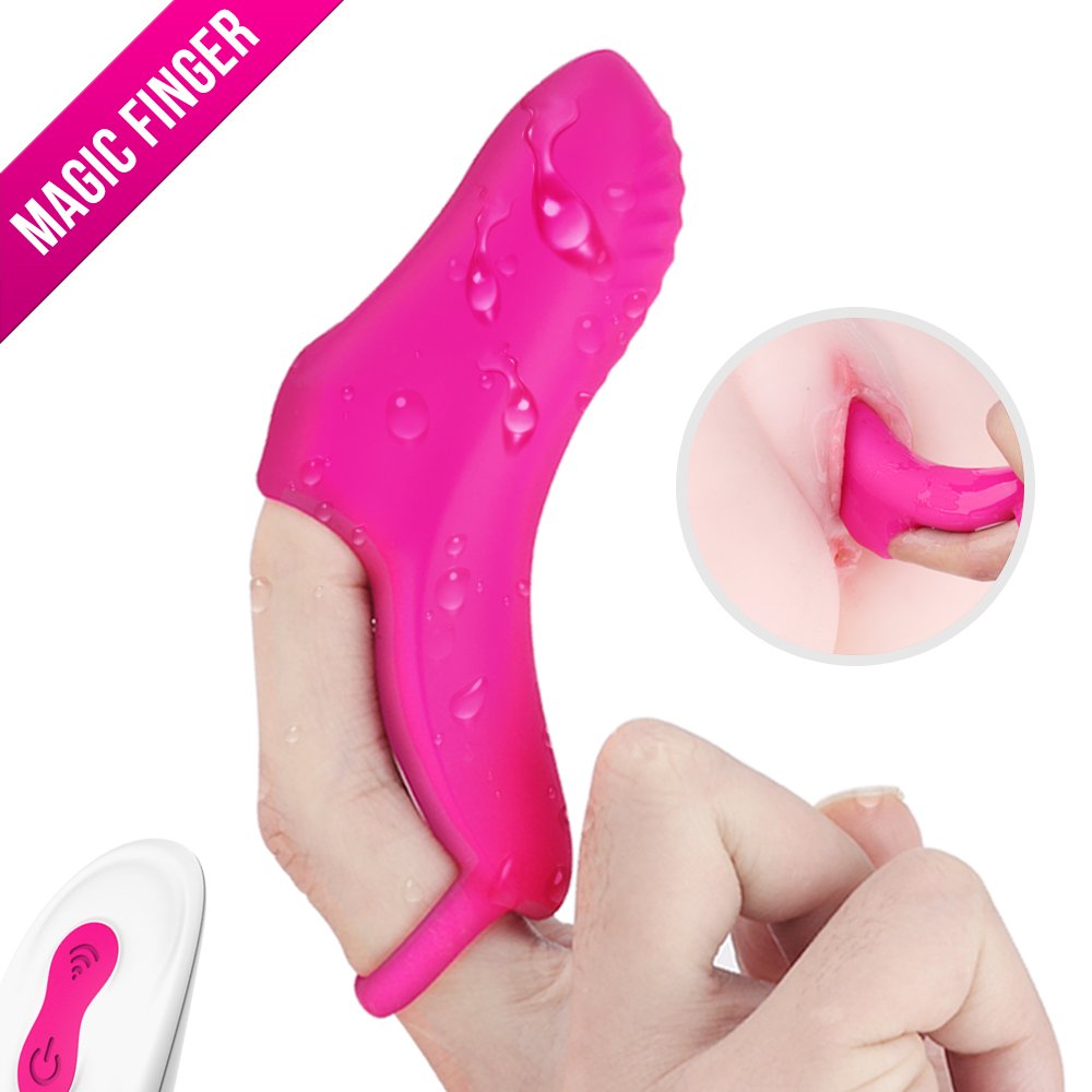 OMG-RCT remote finger vibrator in wine red, ergonomic design with remote control