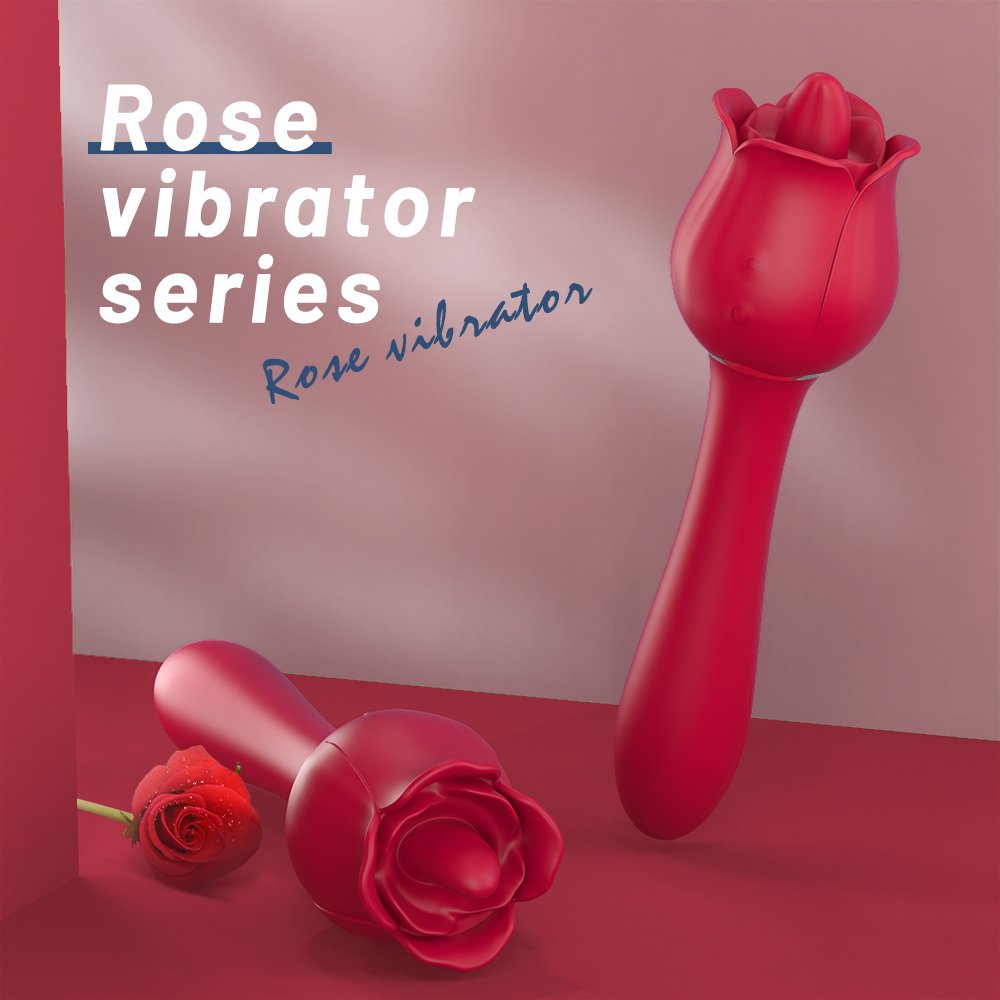 Rose Pro 6 rose-shaped suction vibrator in pink on soft fabric