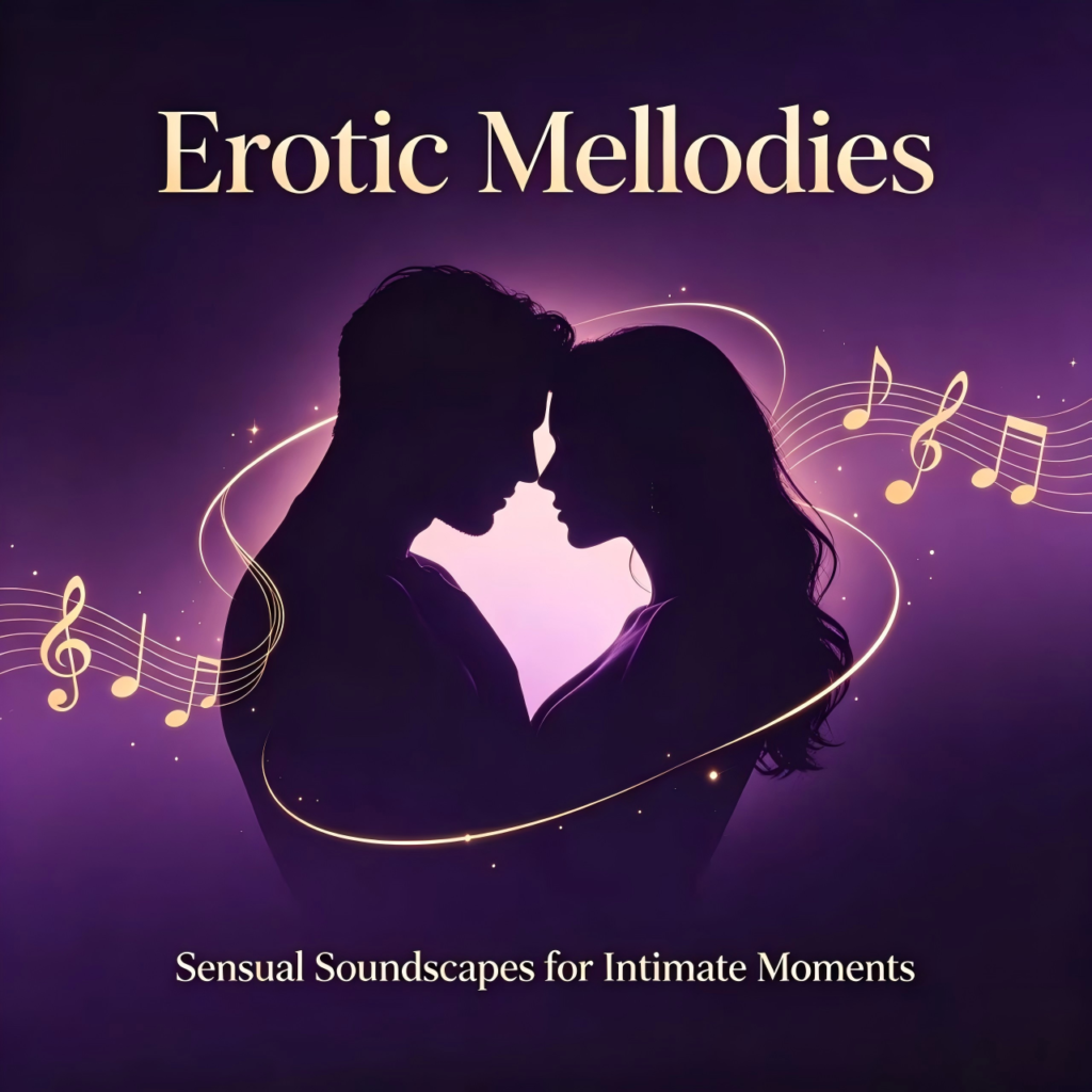 Luxury soft tone intimate romantic music cover art for adult intimate product cross-border blog, subtle sensual couple vibe, english romantic intimate text, aesthetic album cover for adult wellness foreign trade website content marketing