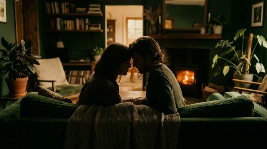 Two partners having an intimate conversation about trying something new together
