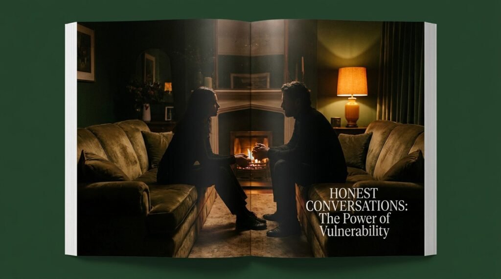 Two partners having an honest private conversation about trying something new together